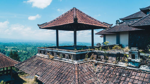 Gazebo on roof against sky