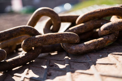 Close-up of rusty chain