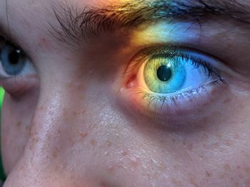 Sunlight falling on thoughtful boy eye