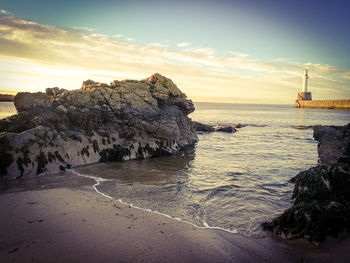 Scenic view of sea against sky during sunset