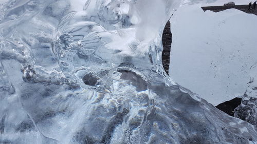 Close-up of frozen water