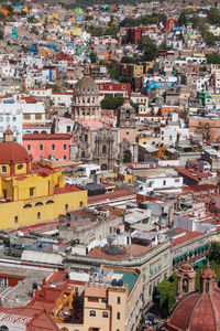 High angle view of buildings in city