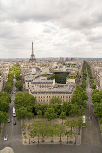 View of city against cloudy sky