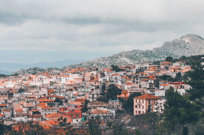 High angle view of townscape against sky