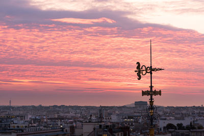 Cityscape against sky during sunset