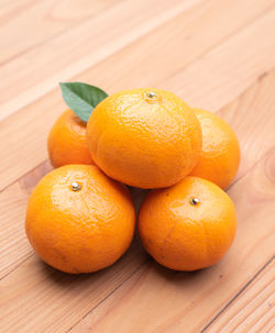 High angle view of orange on table