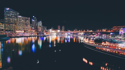 Illuminated city at night