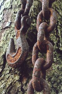 Close-up of rusty chain