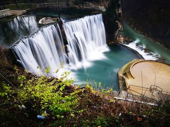 High angle view of waterfall