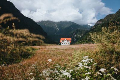 Scenic view of mountains against sky