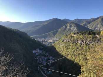 Scenic view of mountains against clear sky