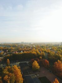 High angle view of townscape against sky