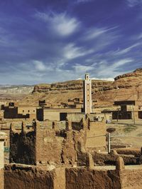 Old moroccan town in the countryside. dades gorge. mud brick walls.