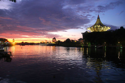 Scenic view of sunset over river