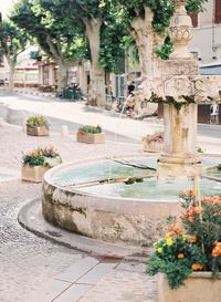 View of fountain in park