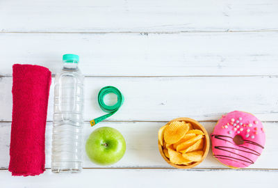 High angle view of fruits on table