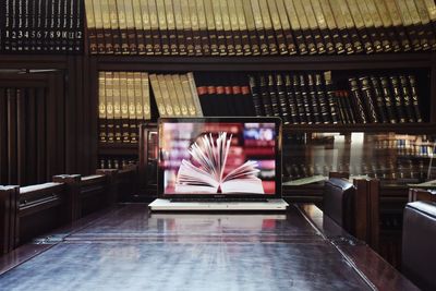 Books on shelf in library