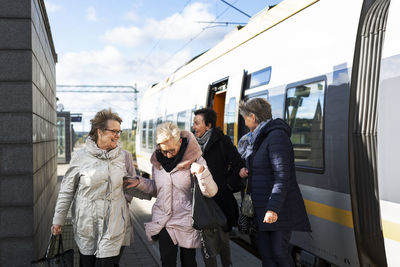 Passengers at train platform