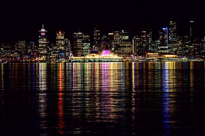 City lit up at night