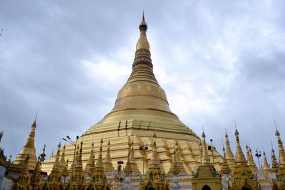 Low angle view of pagoda against sky