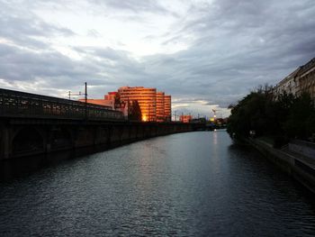 View of canal with buildings in background