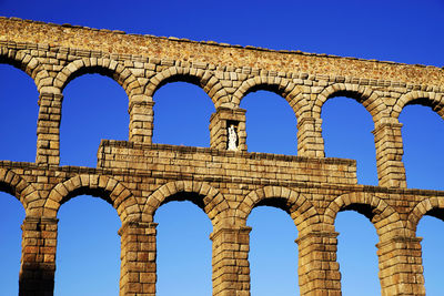 Low angle view of historical building against blue sky