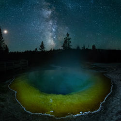 Scenic view of lake against sky at night