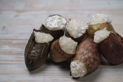 Close-up of fruits on table