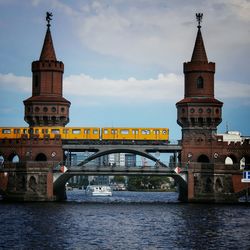 Train on oberbaumbruecke over spree river