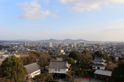 High angle view of townscape against sky