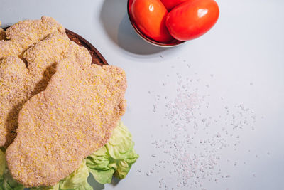 High angle view of tomatoes in plate