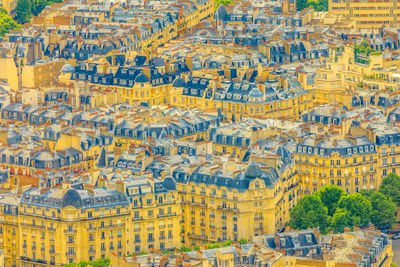 High angle view of buildings in city