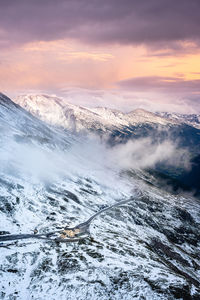 Sunset high in the mountains from a viewpoint. hohe tauern, alps in austria.
