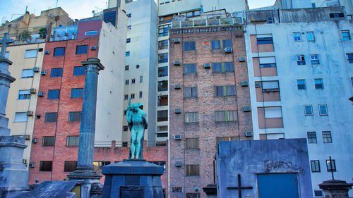 Low angle view of buildings in city