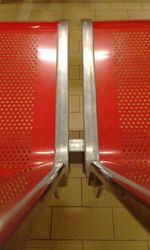 Close-up of illuminated subway station