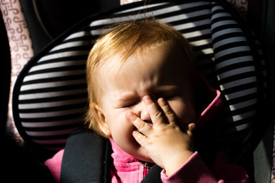 Close-up of crying baby girl
