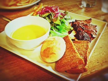 Close-up of food served in plate