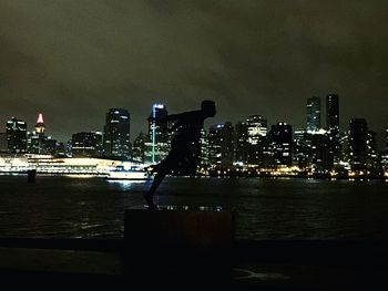 City lit up at night