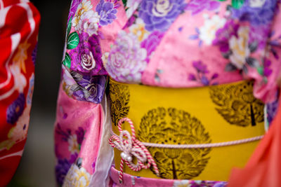 Close-up of multi colored kimono