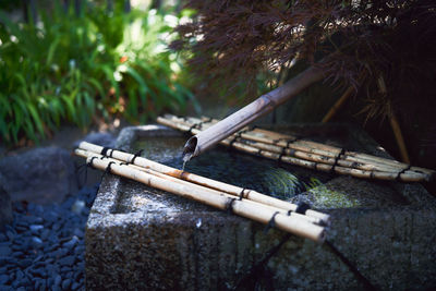 Close-up of wooden fence