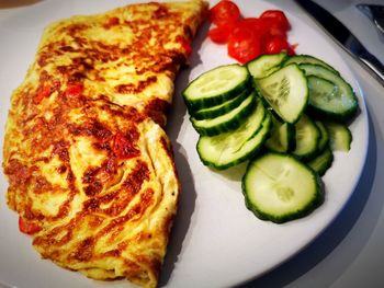 High angle view of breakfast in plate