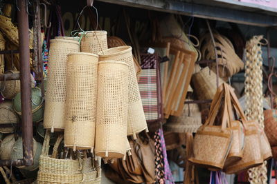 View of market stall selling various objects