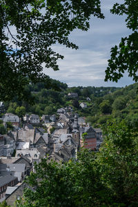 High angle view of townscape against sky