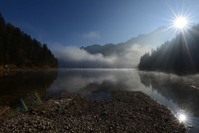 Scenic view of lake against sky