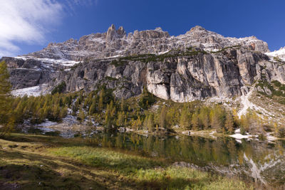 Scenic view of rocky mountains against sky