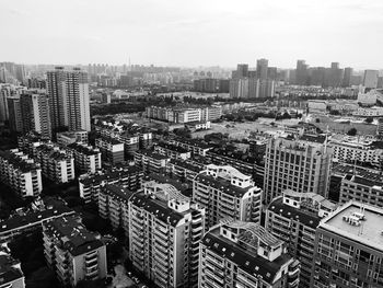 High angle view of cityscape against sky