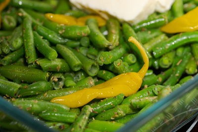 Close-up of green chili peppers