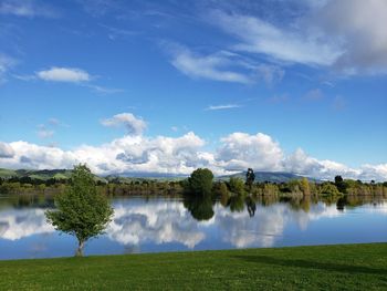 Scenic view of lake against sky