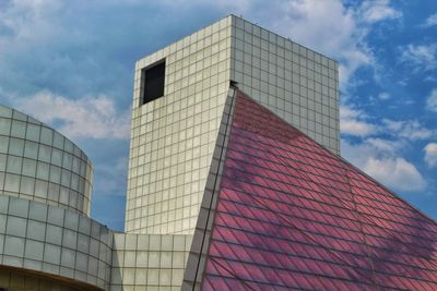 Low angle view of modern buildings against sky