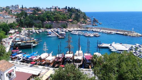 High angle view of marina